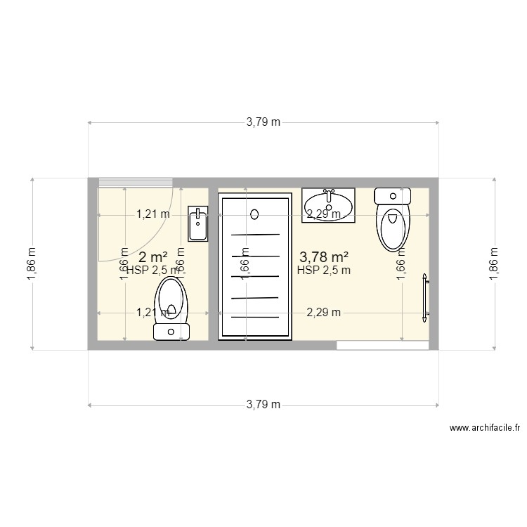 WC ind + SdB parentale. Plan de 0 pièce et 0 m2