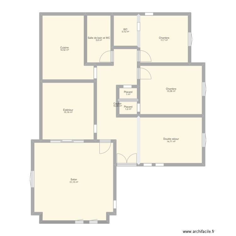 plan 2. Plan de 11 pièces et 131 m2