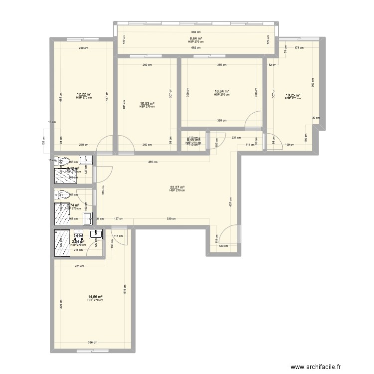 planta Queluz casas de banho. Plan de 11 pièces et 98 m2