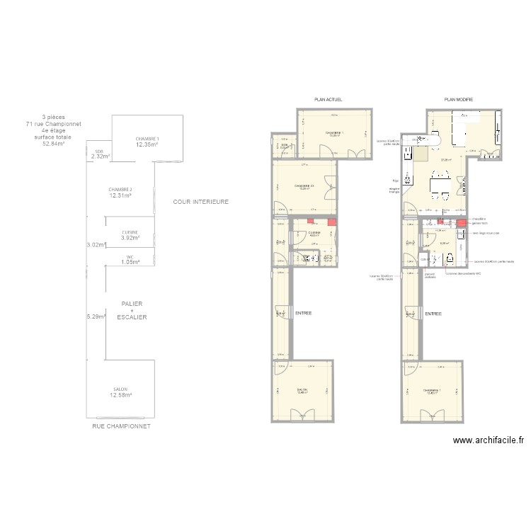 CHAMIONNET v2. Plan de 16 pièces et 108 m2