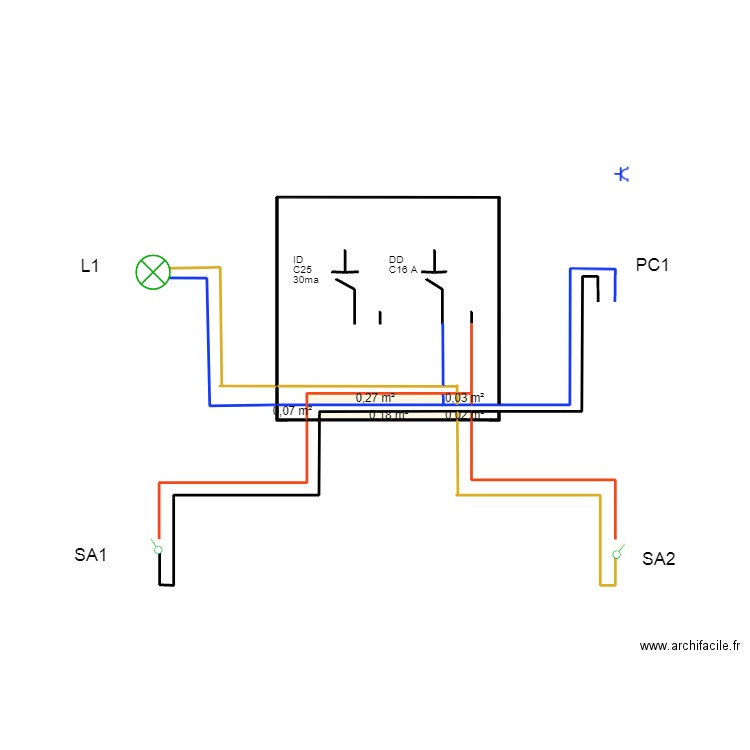 schema unifilaire 2. Plan de 5 pièces et 1 m2