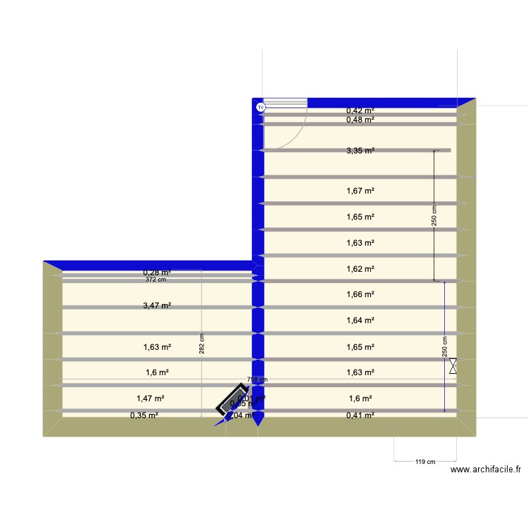 Louis Pasteur 2 Raillage plafonds. Plan de 22 pièces et 28 m2