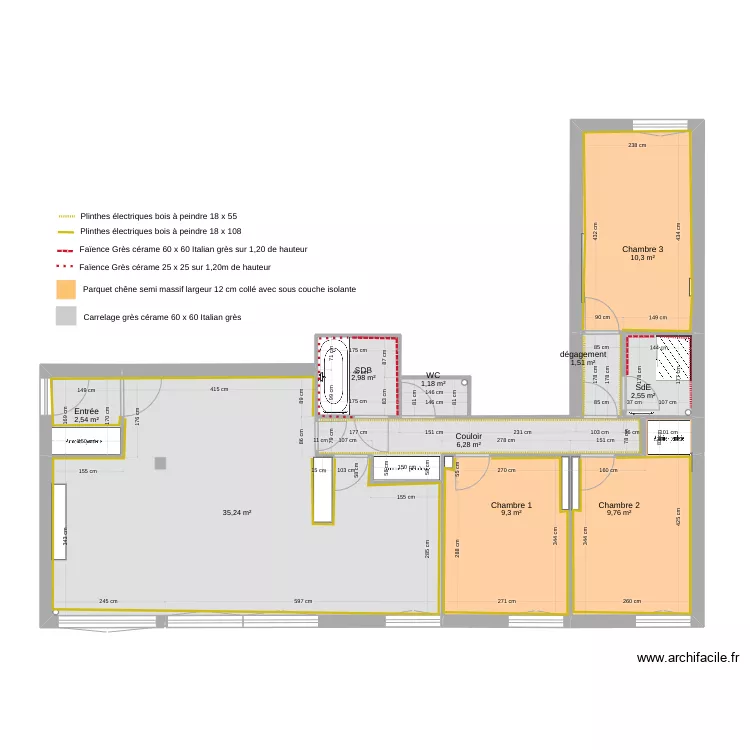 02 Boulogne plan Carrelage Fa&iuml;ence Parquet. Plan de 