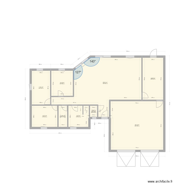 PLAN MAISON 4. Plan de 9 pièces et 172 m2