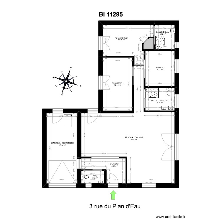 BI 11295. Plan de 10 pièces et 111 m2