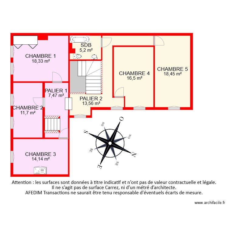 BI8860 ETAGE. Plan de 11 pièces et 114 m2