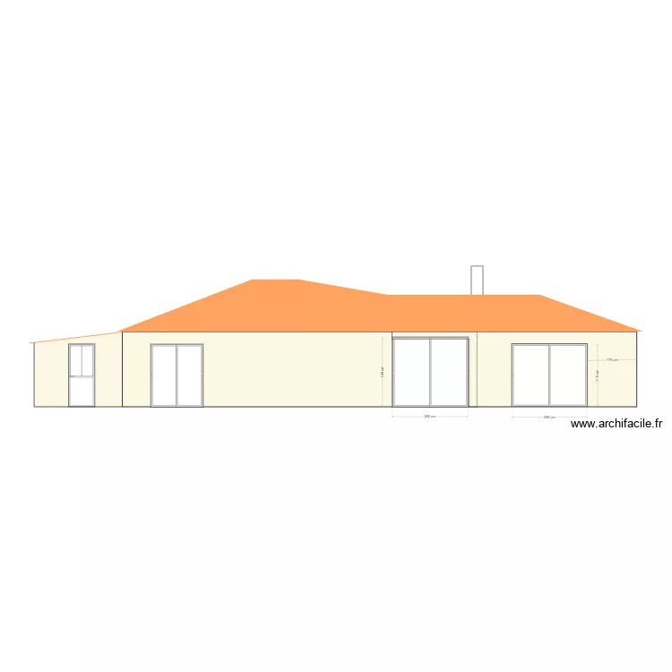 Fa&ccedil;ade Maison Ouest Apr&egrave;s. Plan de 