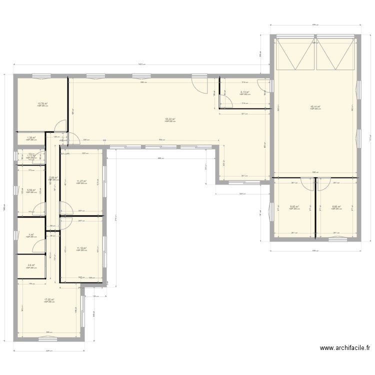 Plan Maison 2. Plan de 15 pièces et 199 m2