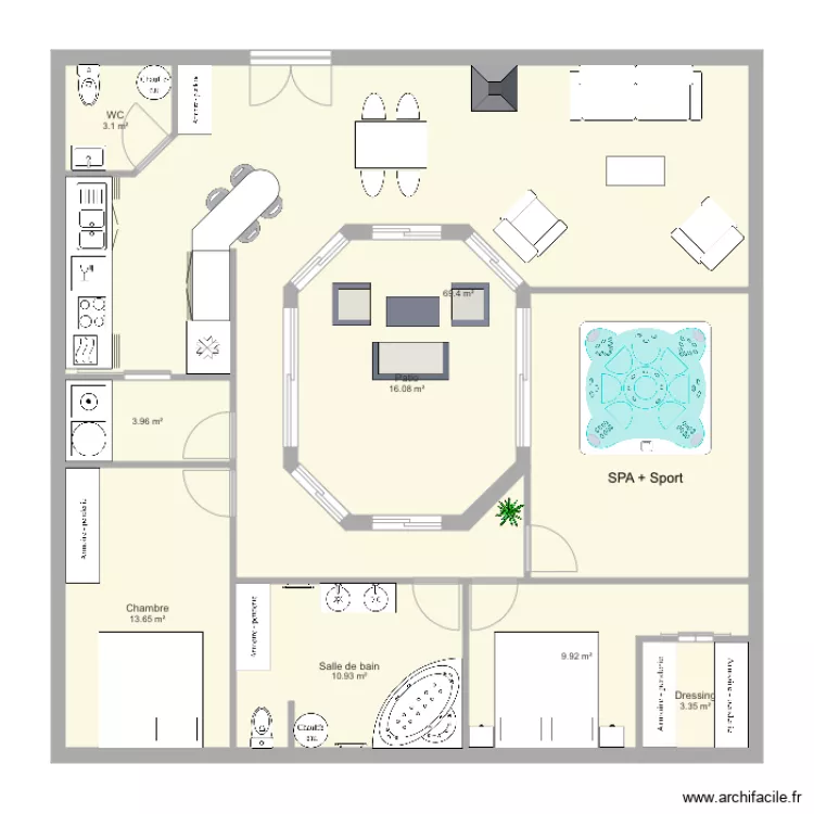Maison avec patio central 2. Plan de 
