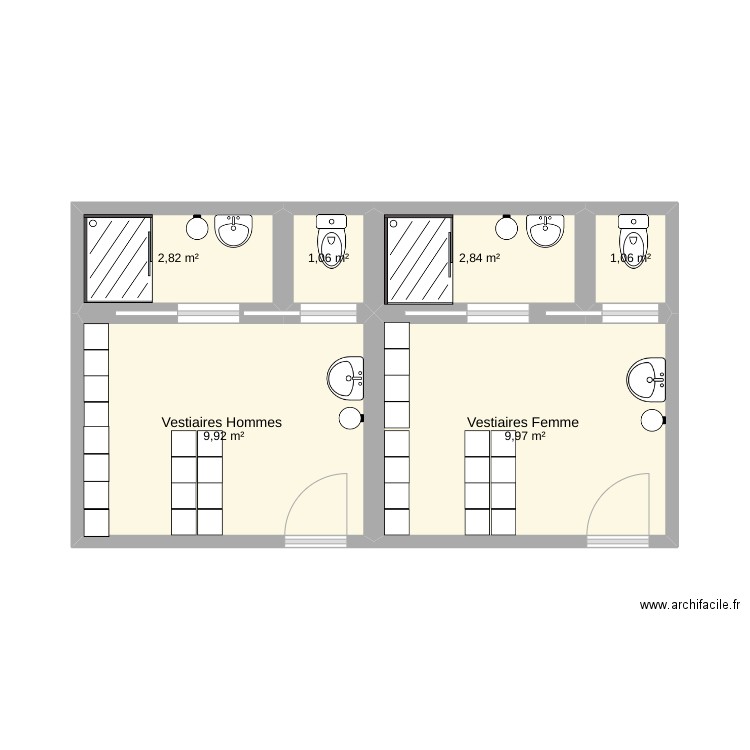 vestiaire. Plan de 0 pièce et 0 m2