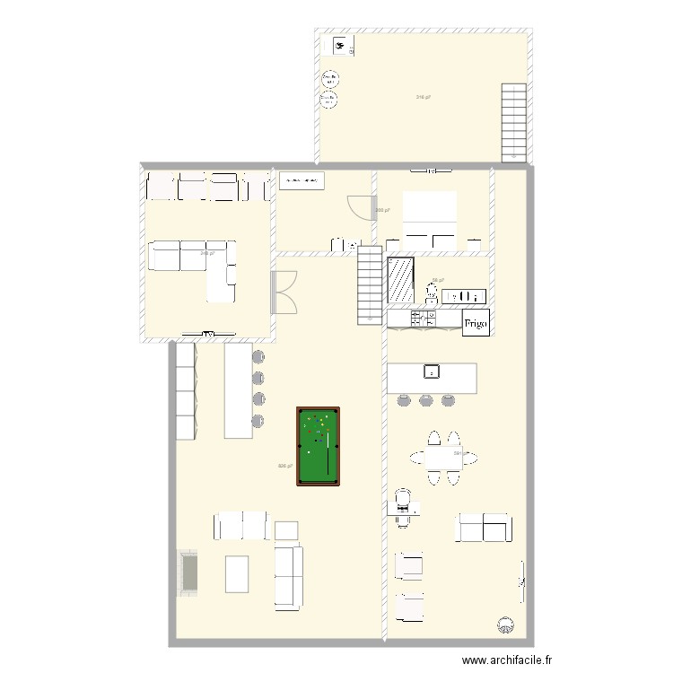 rez jardins SS escalier centre 3. Plan de 0 pièce et 0 m2