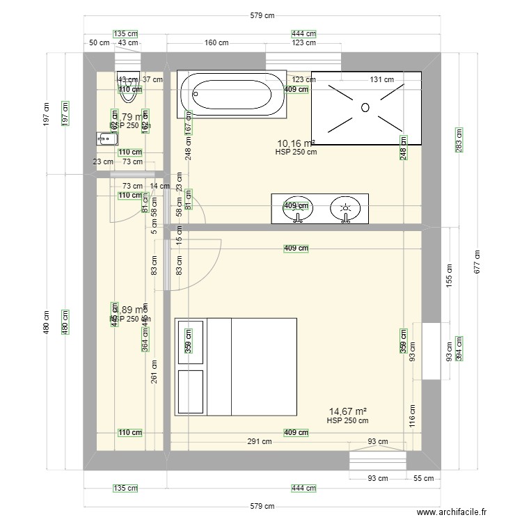 PLAN 8. Plan de 4 pièces et 32 m2