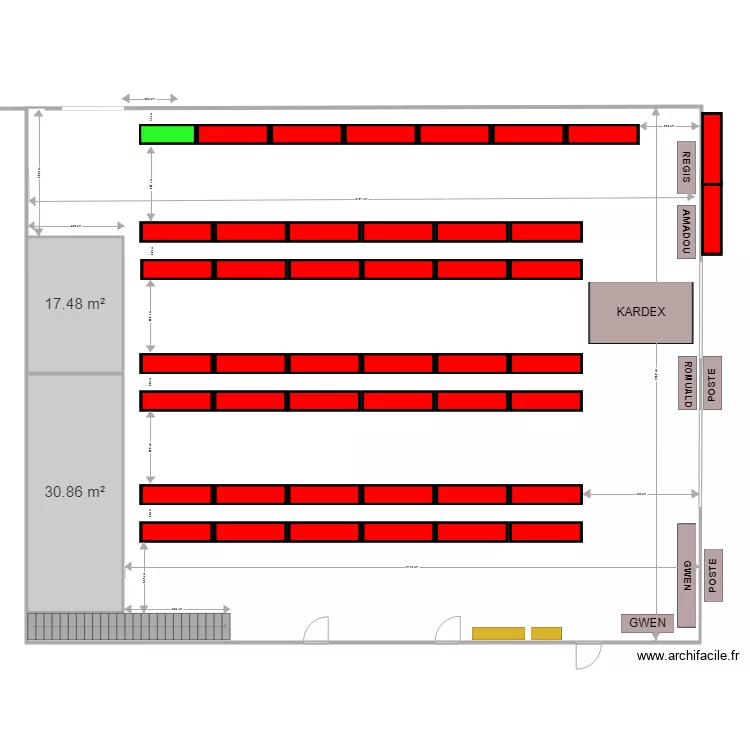 BATIMENT 1 implantation KARDEX ACTUEL. Plan de BATIMENT 1 implantation KARDEX ACTUEL. Plan de