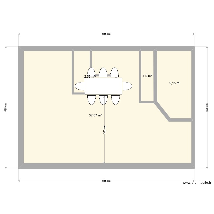 eee. Plan de 4 pièces et 42 m2