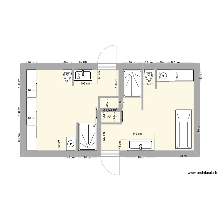 salle de bains pour plombier. Plan de 0 pièce et 0 m2