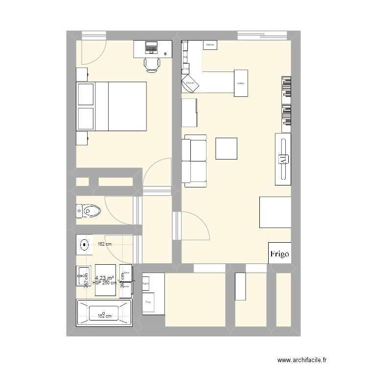 Appartement. Plan de 9 pièces et 43 m2