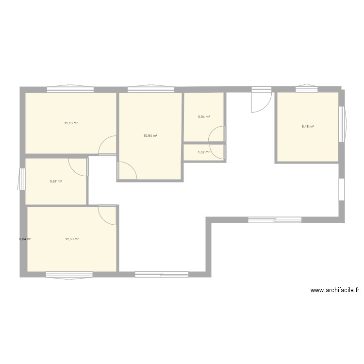 Maison Tixador. Plan de 8 pièces et 53 m2