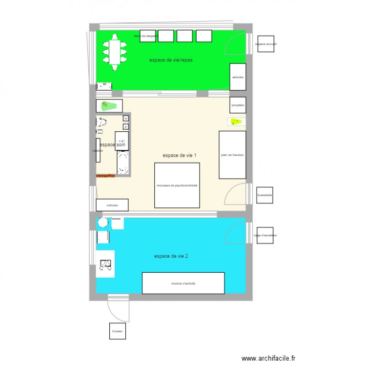 espace de vie et repas. Plan de 0 pièce et 0 m2