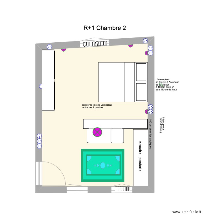 R+1 Chambre 2 01-23. Plan de 1 pièce et 24 m2