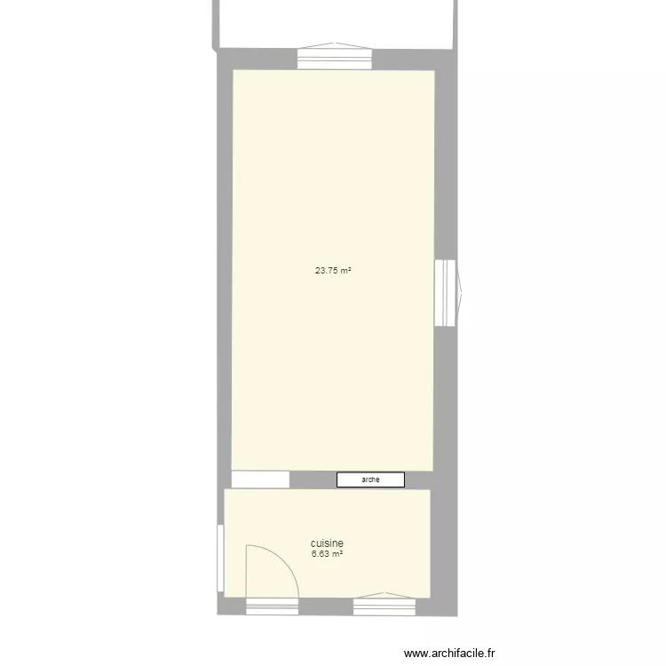 plan du studio kevin avec isolation mur. Plan de 
