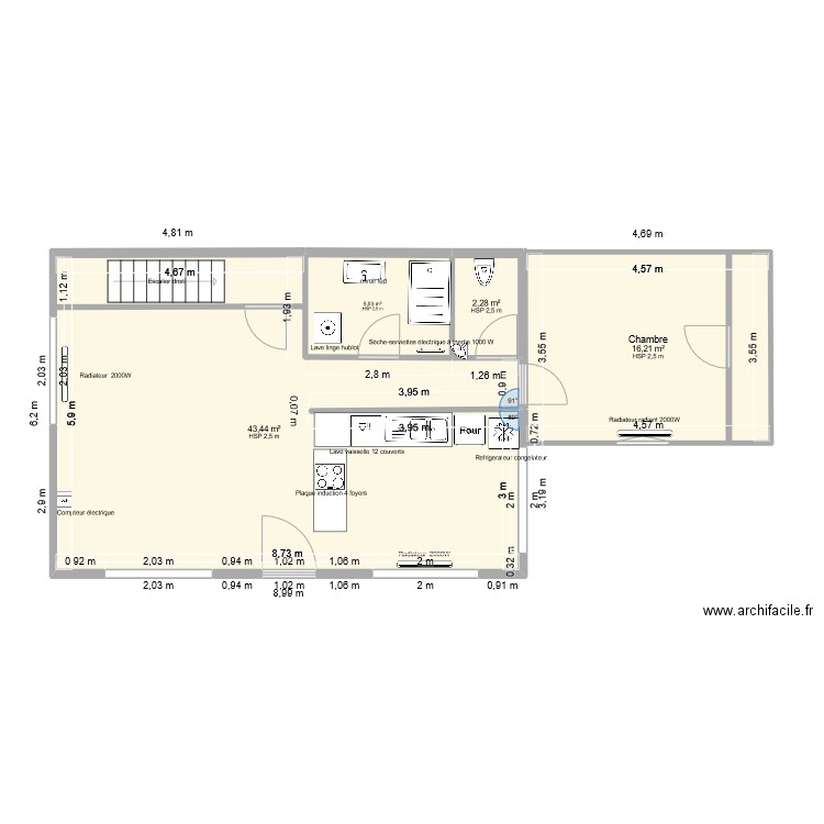 PLAN FINI. Plan de 4 pièces et 67 m2