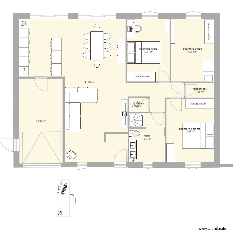 plan maison modifié 1. Plan de 0 pièce et 0 m2