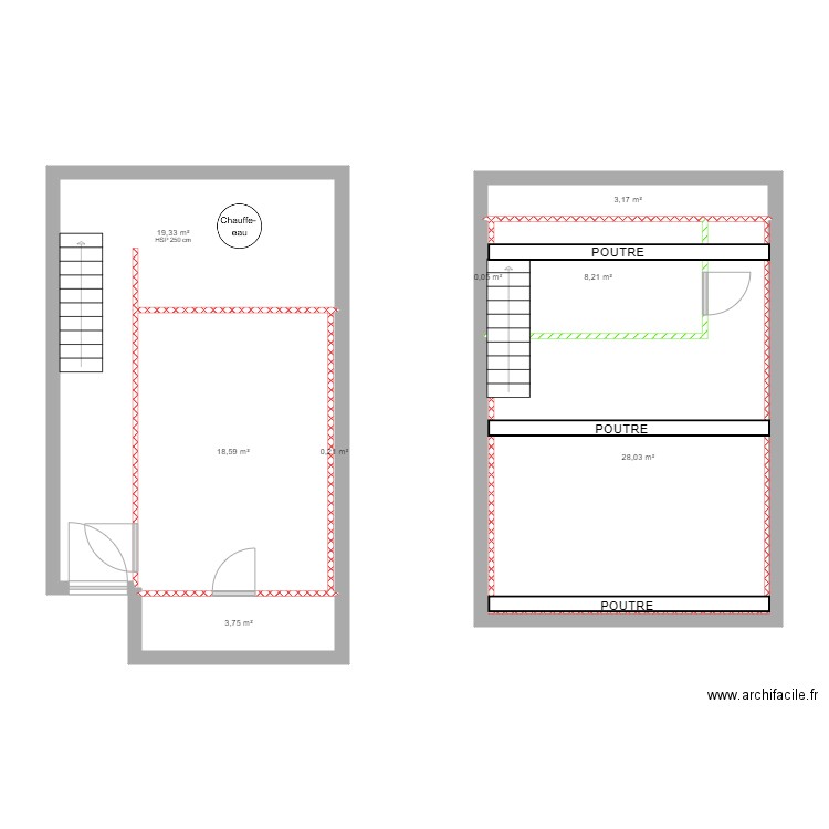 escape 2 AVEC CLOISON. Plan de 9 pièces et 81 m2