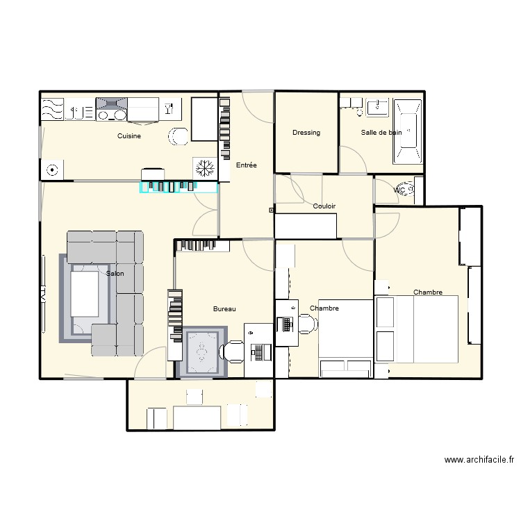 Bureau + cuisine Conforama. Plan de 11 pièces et 81 m2