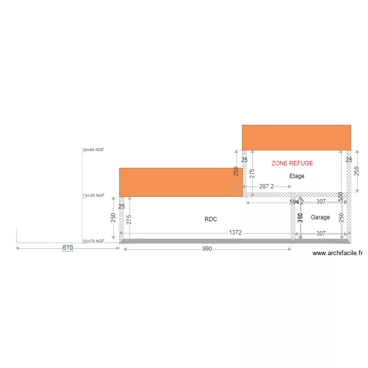 DP3 Fa&ccedil;ade sud avant travaux Boube. Plan de 