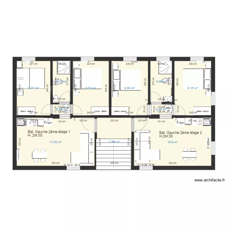 2&egrave;me Etage Bat   gauche 1 et 2&egrave;me OKk. Plan de 