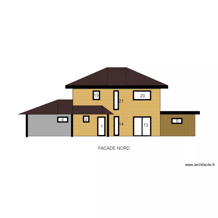 facade nord dubuc. Plan de 