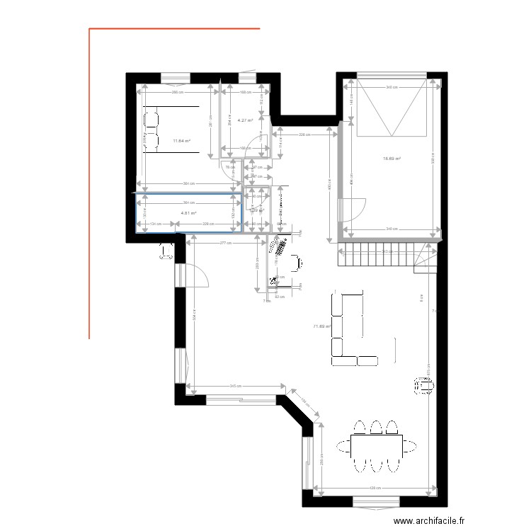 cuisine vierge. Plan de 0 pièce et 0 m2