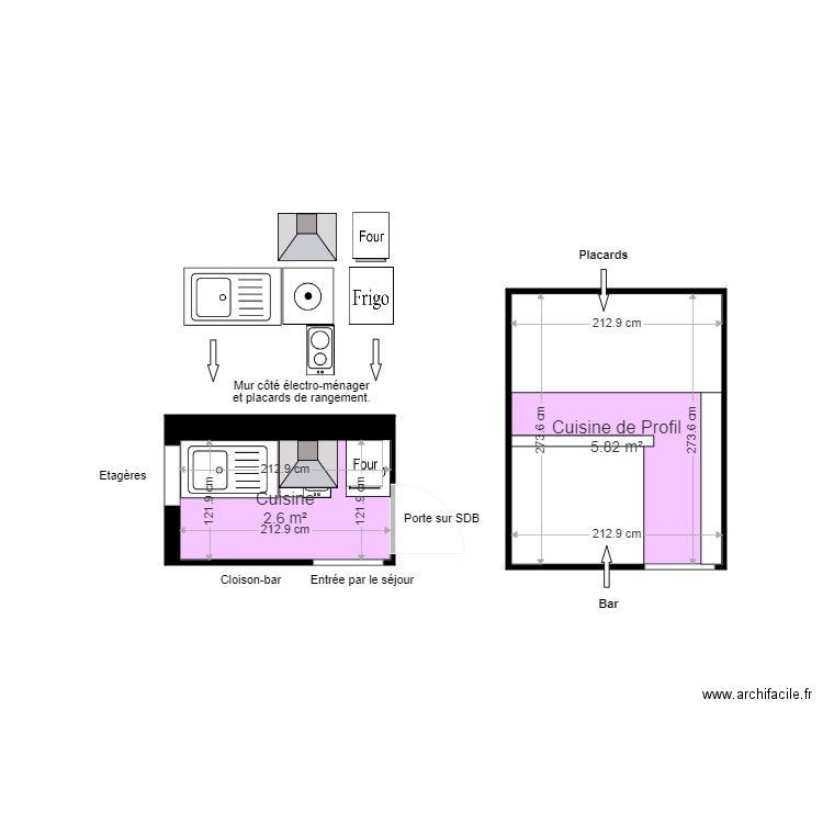 Cuisine Profil. Plan de 0 pièce et 0 m2