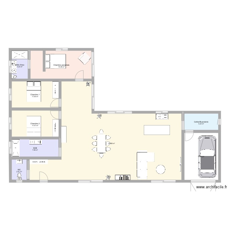 Maison en L. Plan de 0 pièce et 0 m2