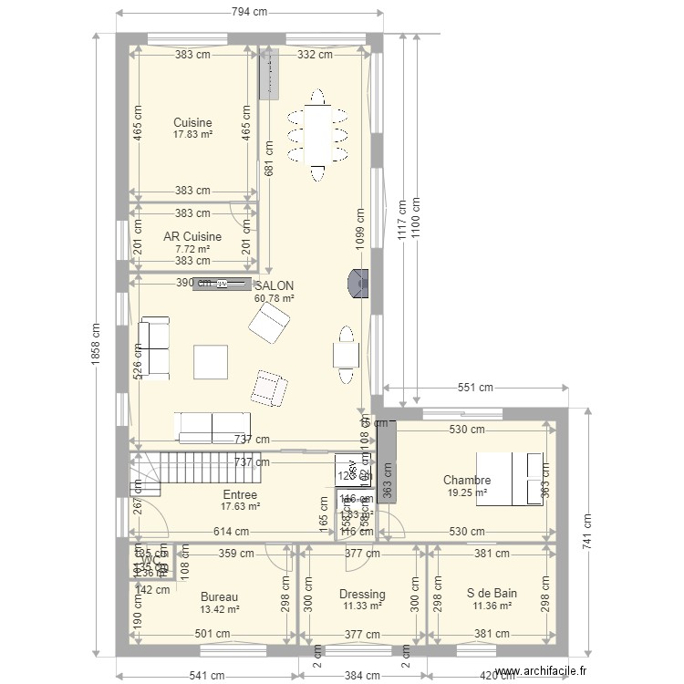 version JJ ENT COTE 26 01. Plan de 10 pièces et 163 m2