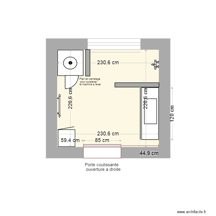 SALLE DE BAIN 1. Plan de 1 pièce et 5 m2