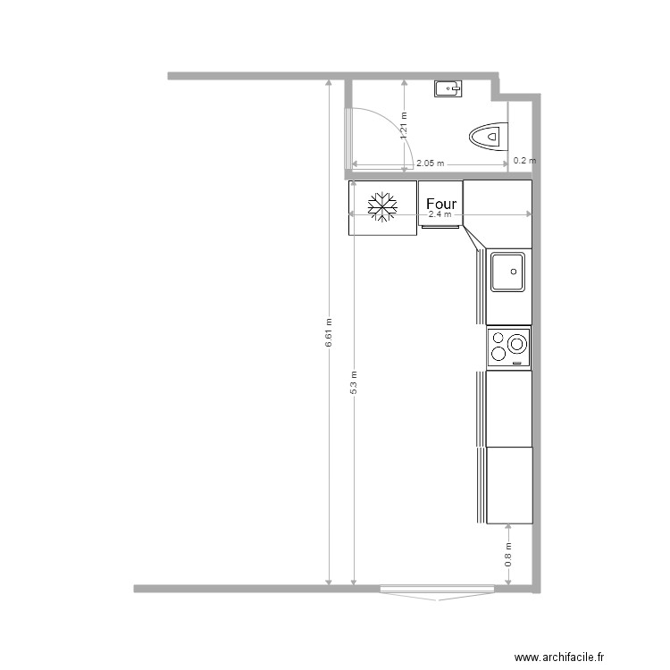 Cuisine toilette visiteur 1. Plan de 0 pièce et 0 m2