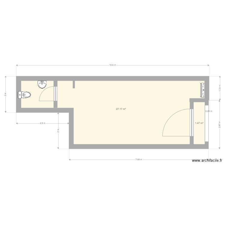 LOCAL C2. Plan de 2 pièces et 29 m2