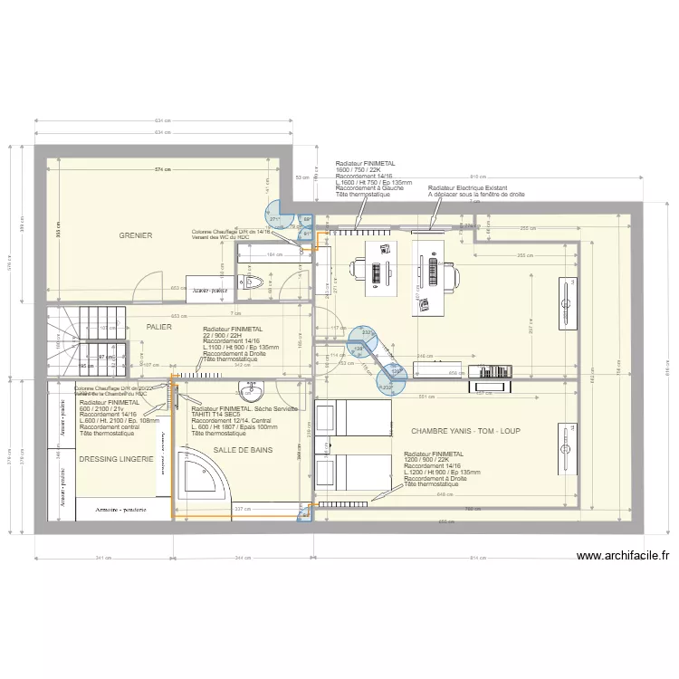 PLAN ETAGE LUISANT CHAUFFAGE. Plan de PLAN ETAGE LUISANT CHAUFFAGE. Plan de