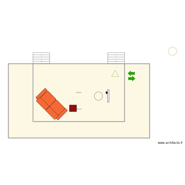 théatre. Plan de 2 pièces et 149 m2