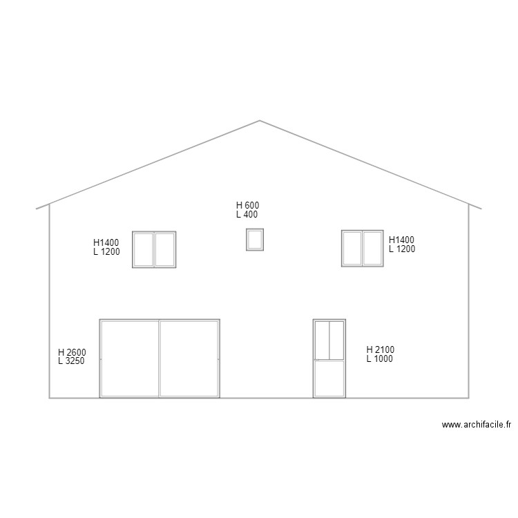 Façade Sud Projet Ouvertures. Plan de 0 pièce et 0 m2