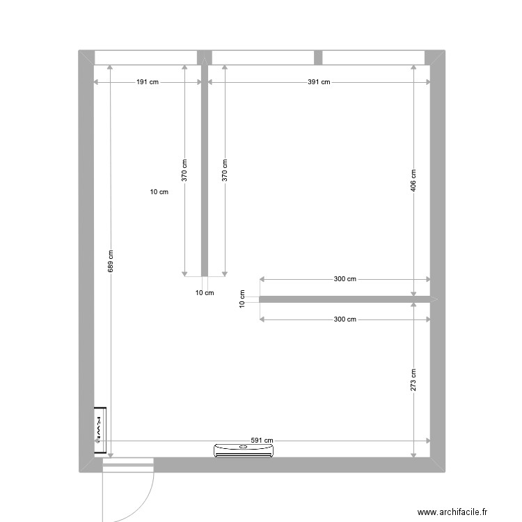 Bureau-vide. Plan de 1 pièce et 40 m2