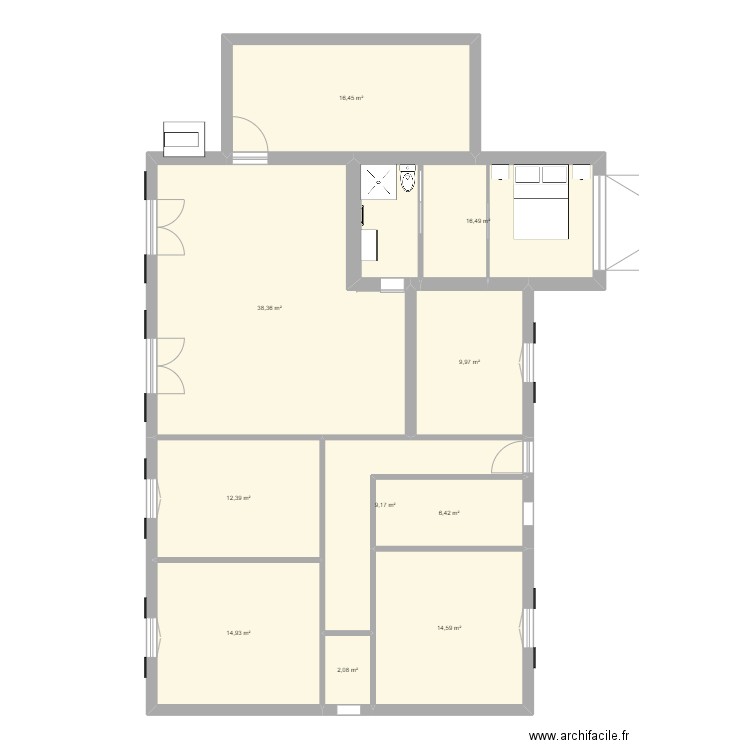 Maison. Plan de 10 pièces et 141 m2