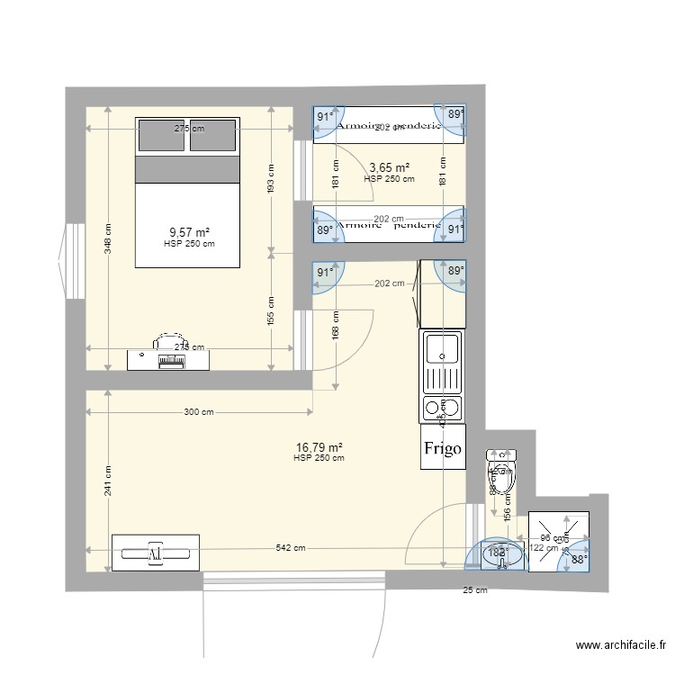 studio. Plan de 0 pièce et 0 m2