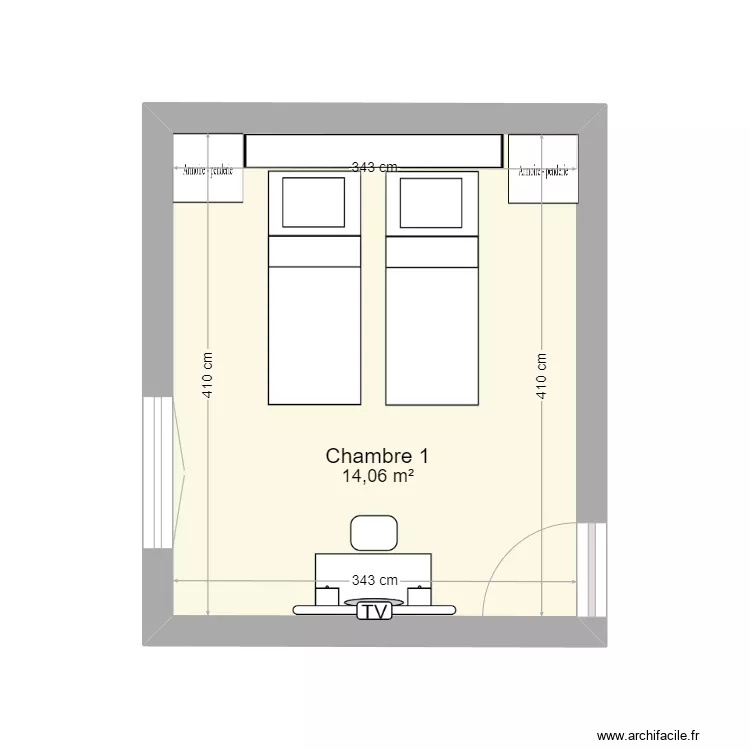 Marceau chambre 1. Plan de 