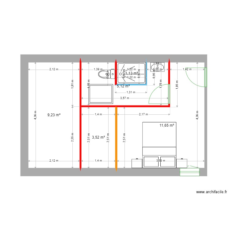 POIRET. Plan de 5 pièces et 31 m2