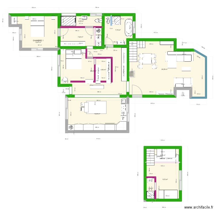 DEVOIS  1 PROJET27 aug. Plan de 11 pièces et 132 m2