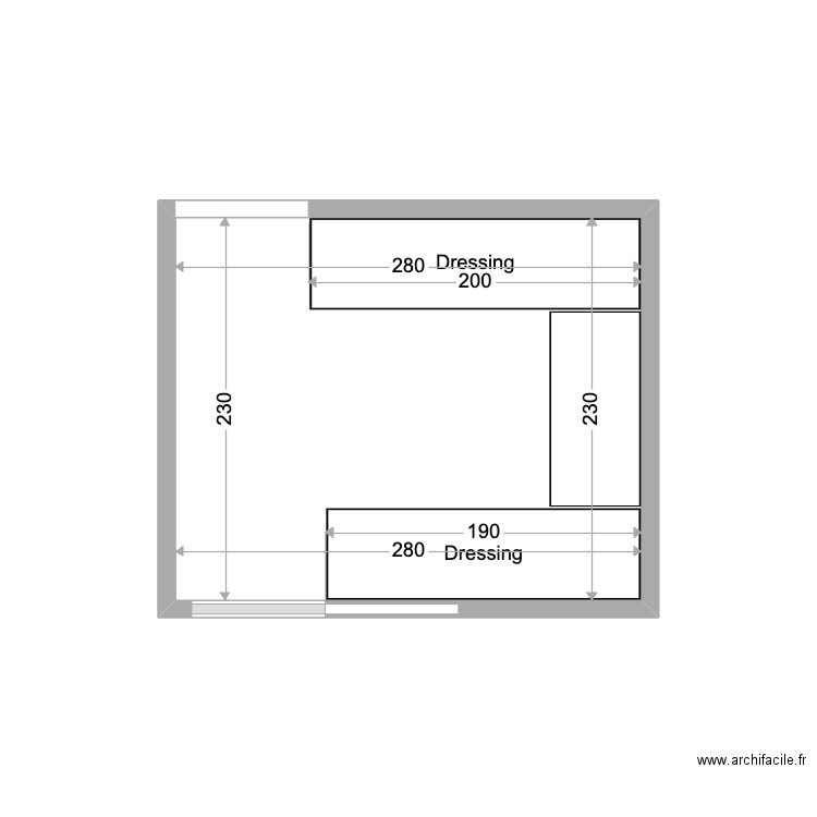 Dressing. Plan de 1 pièce et 6 m2