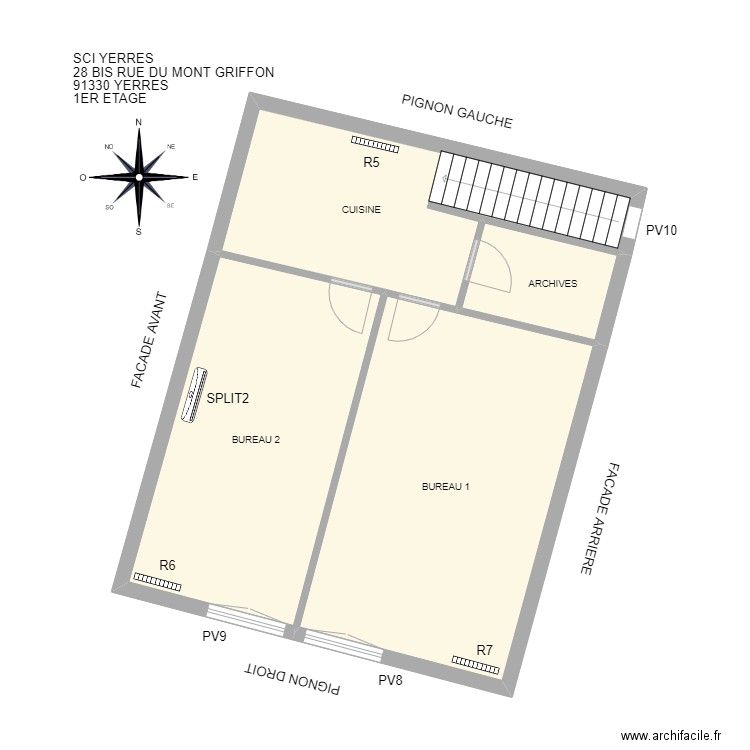 1ER ETAGE SCI Yerres. Plan de 4 pièces et 65 m2