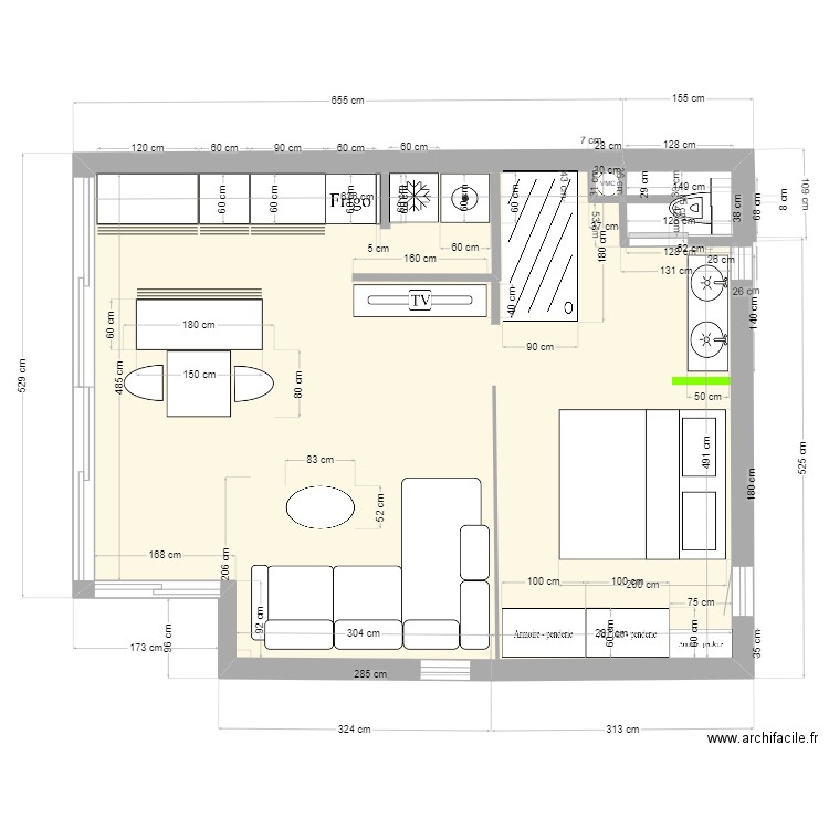 VPN 20.09.23. Plan de 1 pièce et 41 m2